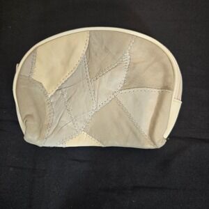 Vintage Allan Edward Patchwork  Leather and Suede Makeup Bag